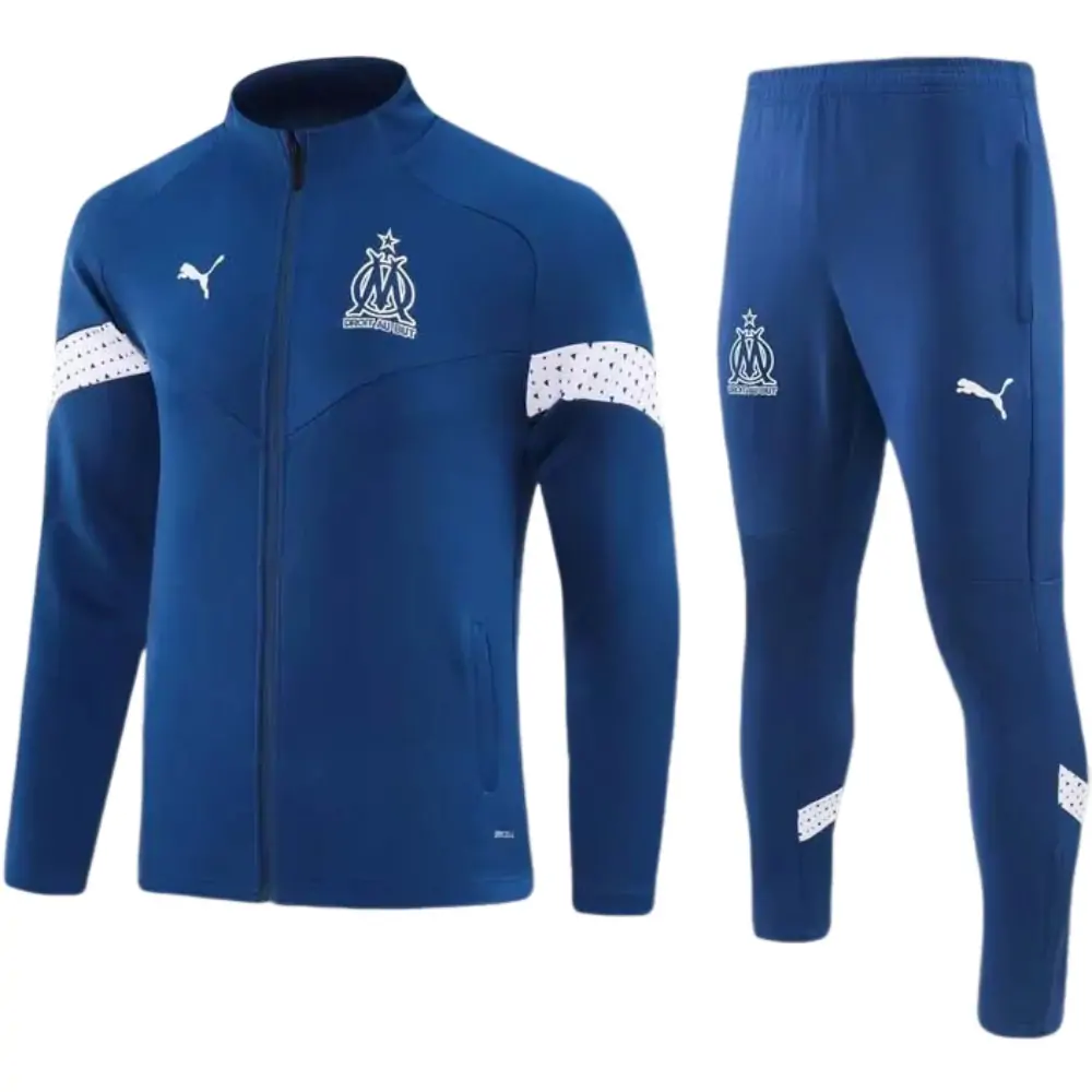 2023/2024 Olympique de Marseille Long Zip Jacket Dark Blue Football Jersey Set