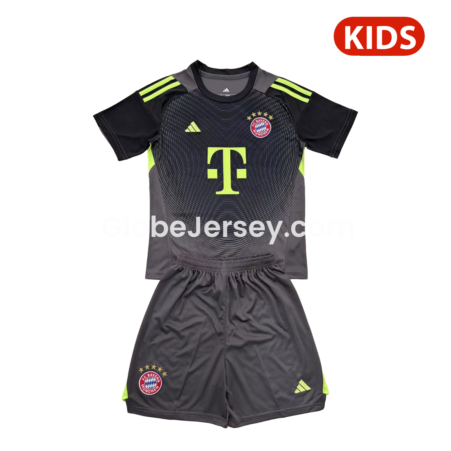 Bayern Munich 25-26 Grey Black Goalkeeper Kids Kit