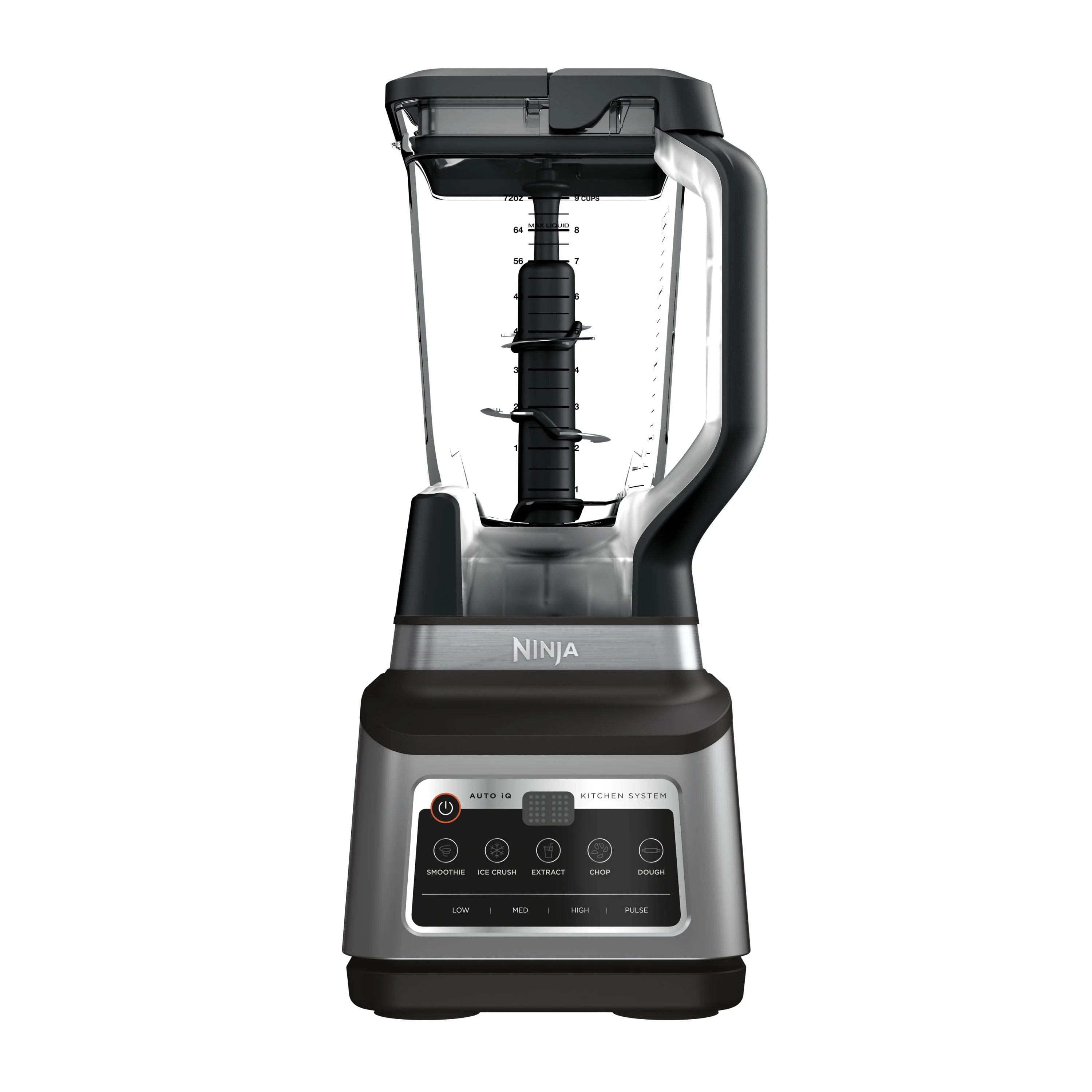 Ninja Professional Plus Kitchen System, 1400 Watts, 5 Presets for Smoothies, Chopping, Dough with Auto IQ, 72-oz.* Blender Pitcher, 64-oz. Processor Bowl, 24-oz. To-Go Cups, Black, BN800