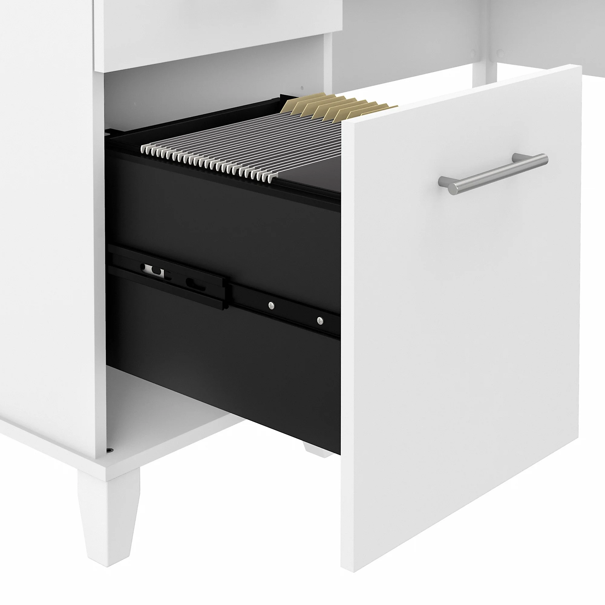 Bush Furniture Somerset 60 in L Desk and Chair Set with CPU Storage, Box Drawer and File Drawer in Ash Gray