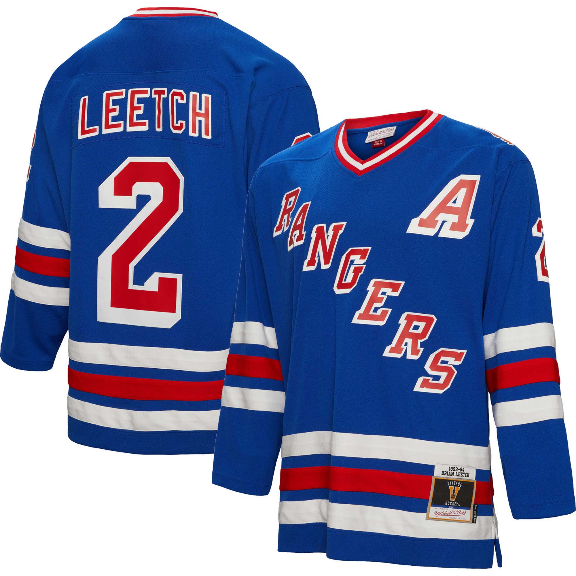 Brian Leetch New York Rangers Mitchell & Ness Alternate Captain Patch 1993/94 Blue Line   Jersey – Blue
