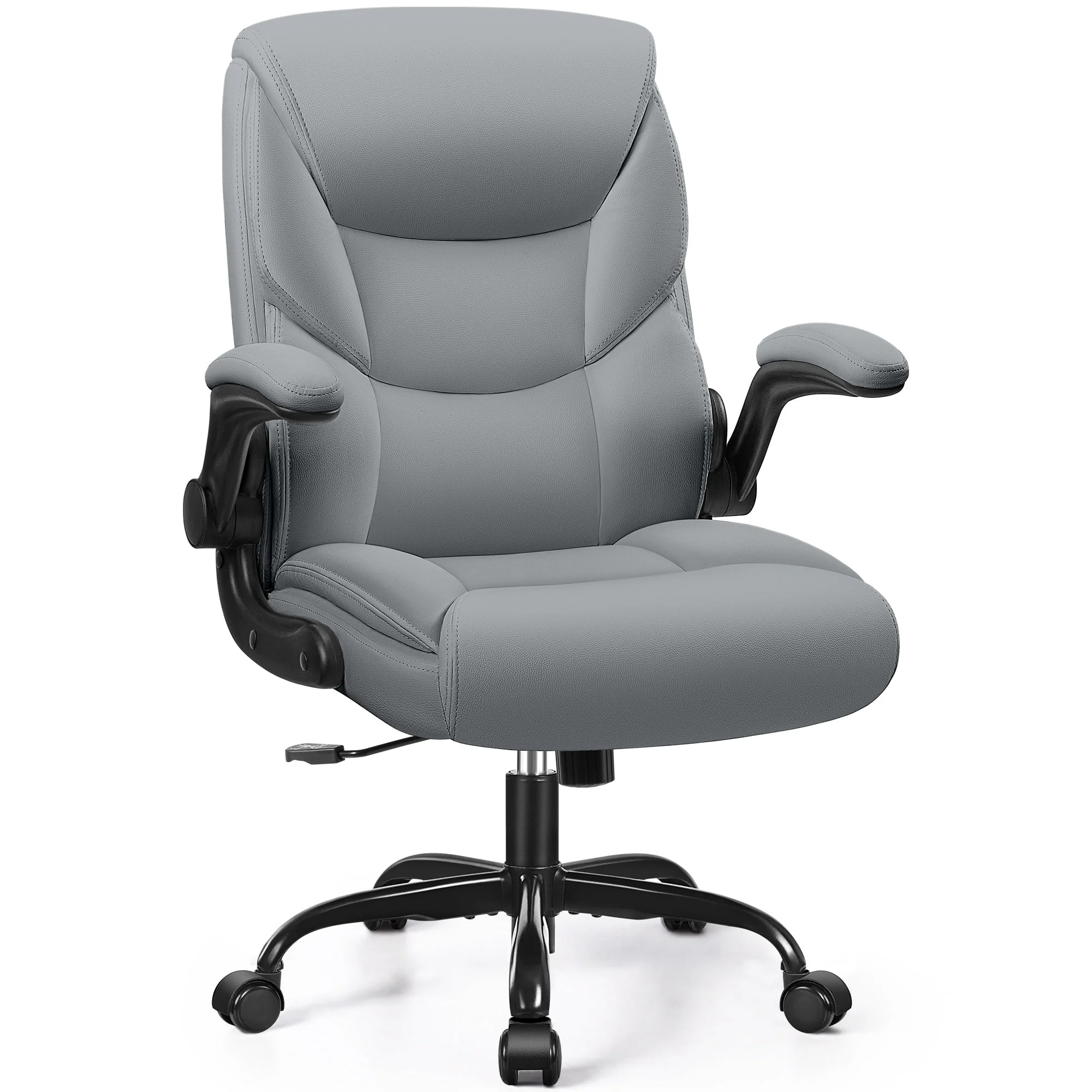 COOLHUT Leather Office Chair, Big and Tall Office Chair 400LBS Wide Seat Ergonomic Computer Desk Chair High Back Executive Leather Chair Adjustable Task Chair Lumbar Back with 8-Year Warranty, Black