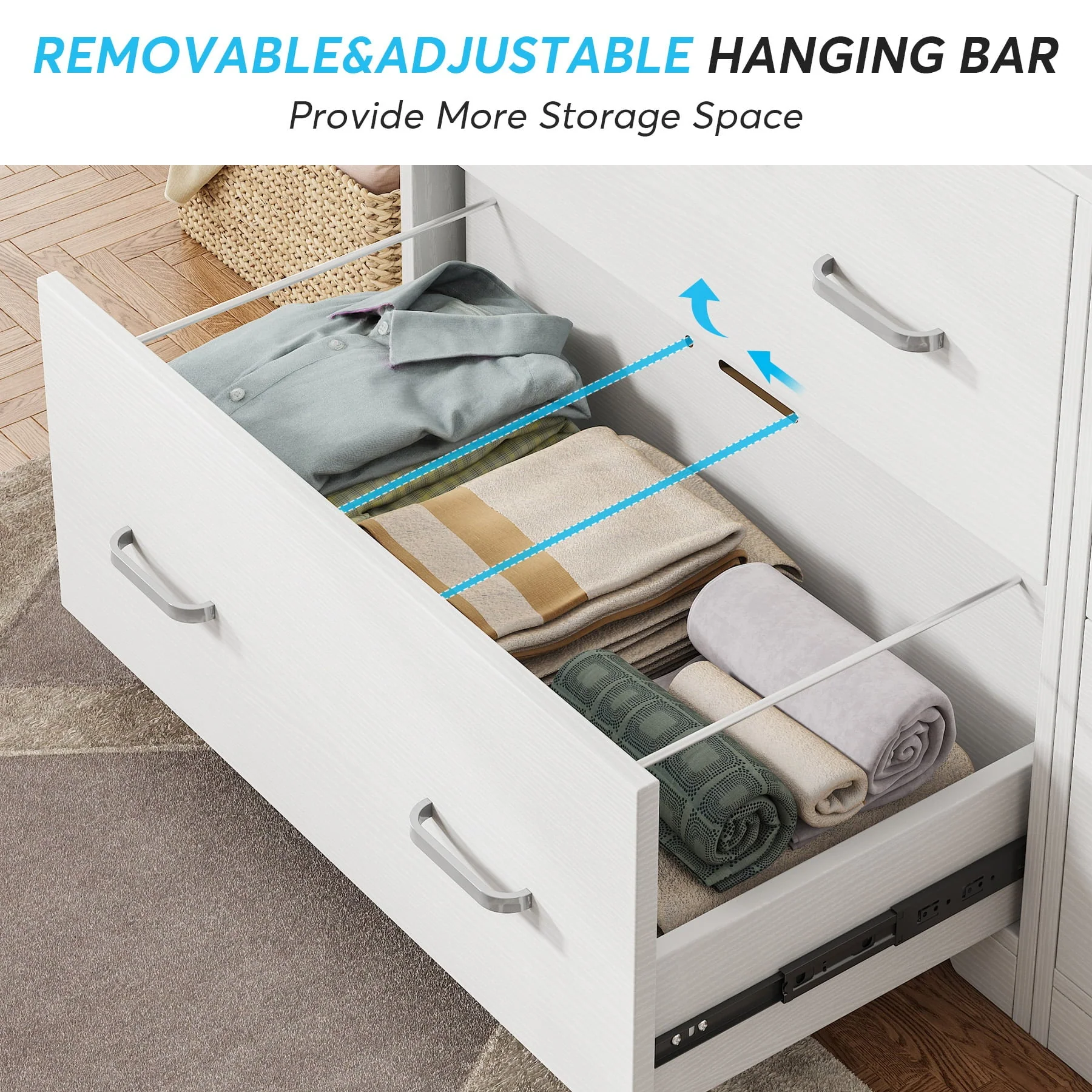 Tribesigns 2-Drawer Lateral File Cabinet for Hanging Letter/Legal/F4/A4 Size Files, White Wood Filing Cabinet with Lock