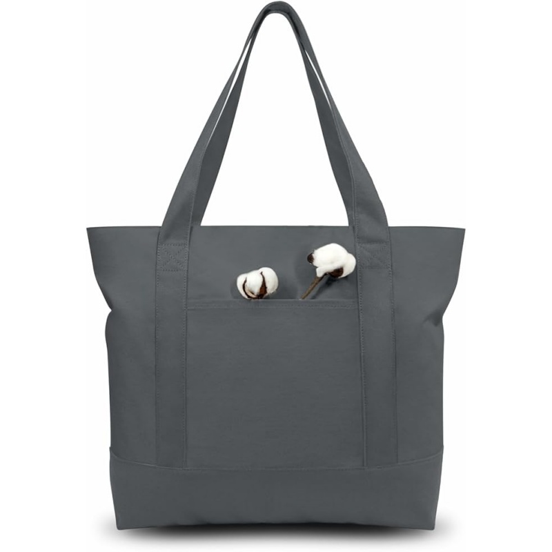 CANVORY 1-Pack Canvas Tote Bag with an External Pocket