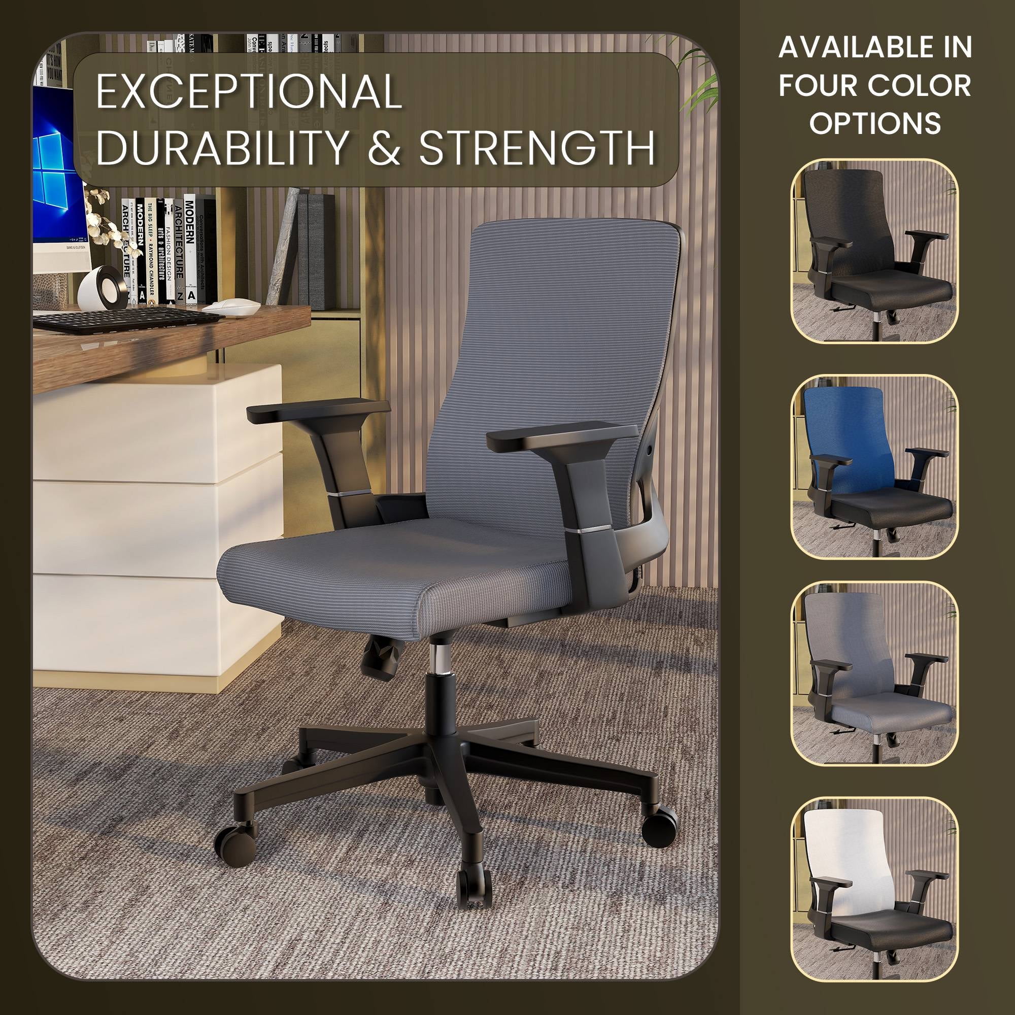 LeisureMod Brio Modern Office Chair Ergonomic Lumbar Support Computer Chair Adjustable Desk Chair with 360 Degree Swivel and Tilt in Blue