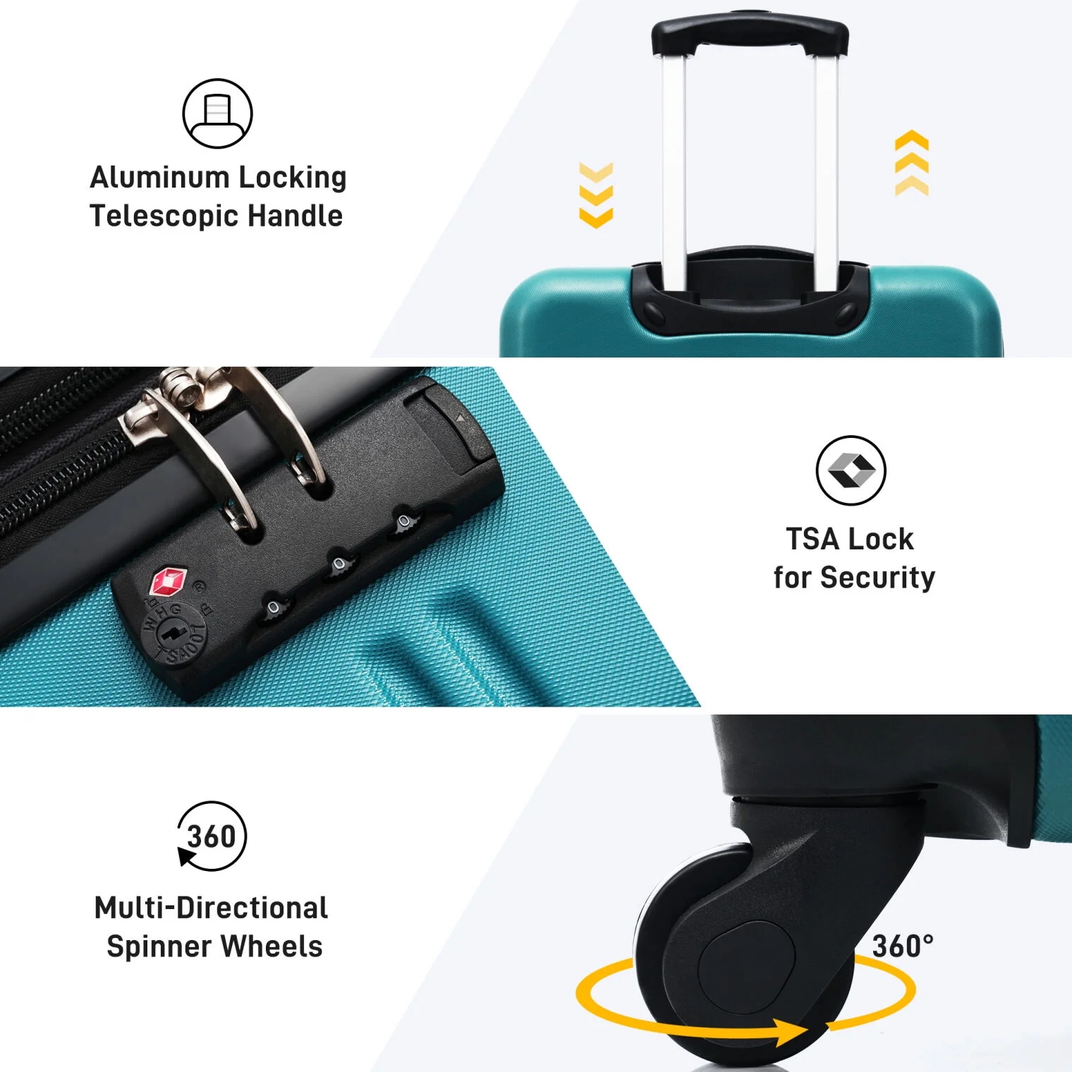 Luggage Sets 3 Piece, Hardside Expandable Ultra Durable PC Lightweight Carry On, Travel Suitcase Set with TSA Lock Spinner Wheels, Multicolor Purple