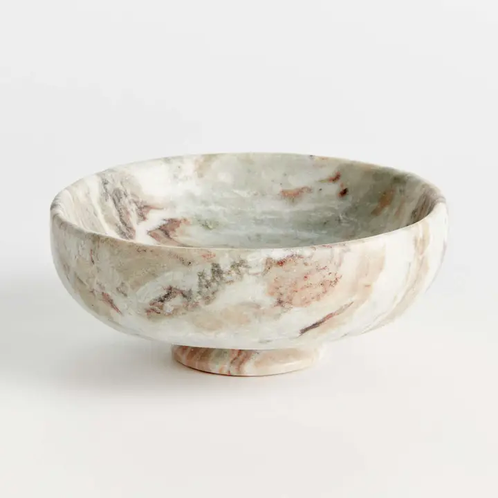 Josephine Footed Bowl - Brown/White Marble - Elegant Design