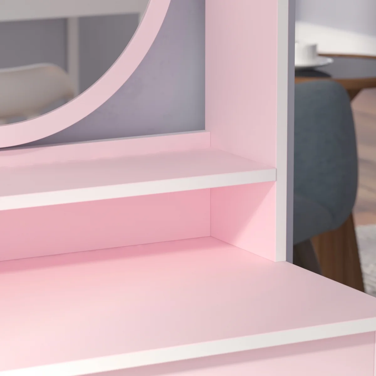 KULAGAGA Vanity Table Set with Light Mirror, Makeup Table with 3 Storage Shelves & 5 Drawers, Dressing Vanity Tables with , Dresser Desk for Girls, Women, White