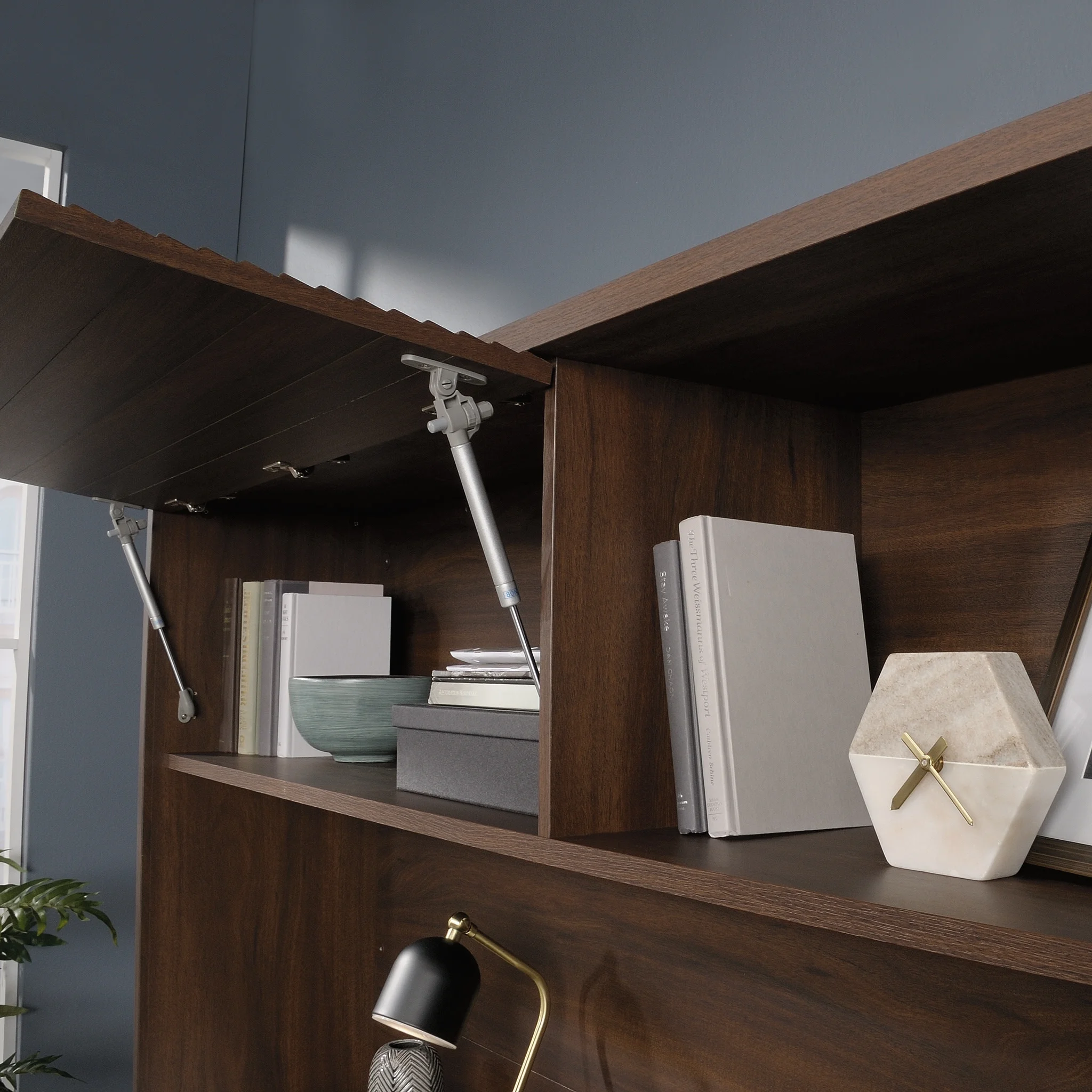 Sauder Englewood Engineered Wood Desk Hutch in Spiced Mahogany