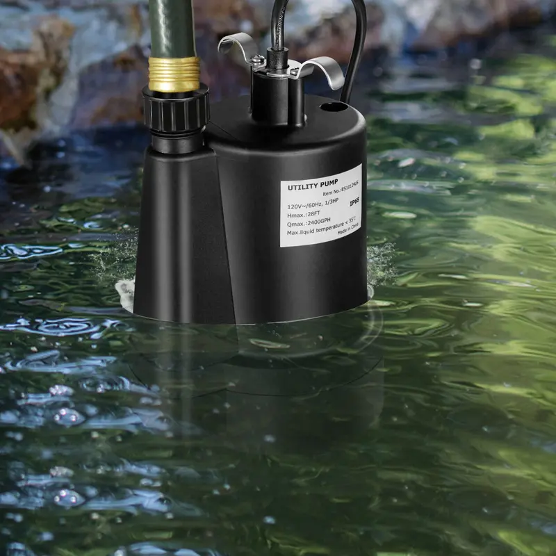 1/3-HP Submersible Sump Pump – 2400 GPH with 10-Foot Cord and Filter Screen