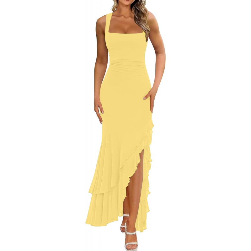 Women's Elegant Bodycon Ruched Maxi Cocktail