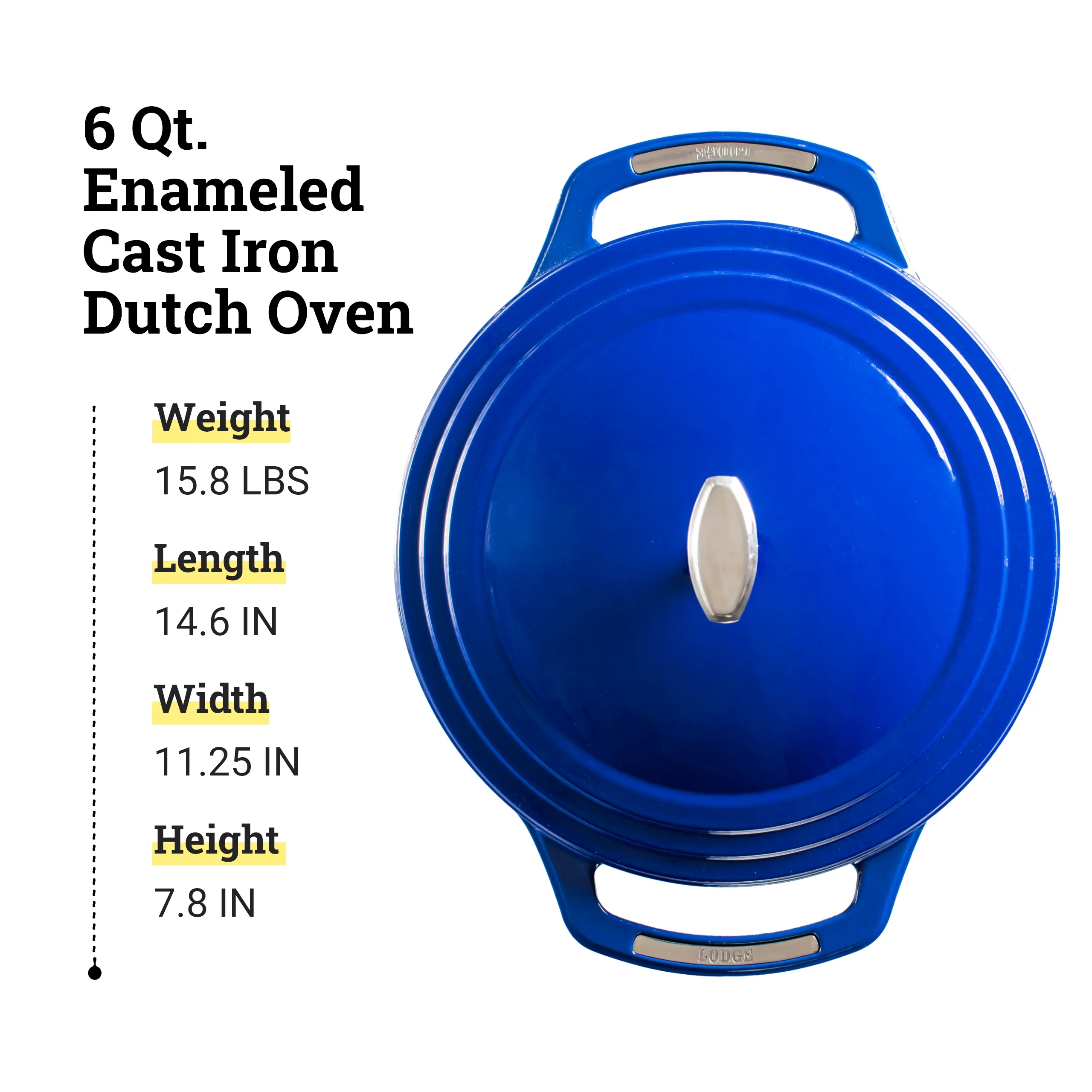 Lodge USA Enamel Dutch Oven, 6 qt., Blue