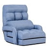 Indoor Chaise Lounge Sofa, Folding Lazy Sofa Floor Chair w/Adjustable Backrest Lumbar Pillow, Lounger Bed with Armrests (Grey)