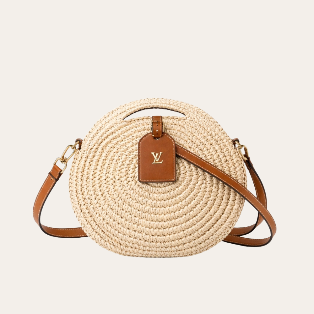 Louis Vuitton Around Me Shoulder Bag Raffia White 11 Inches M25243