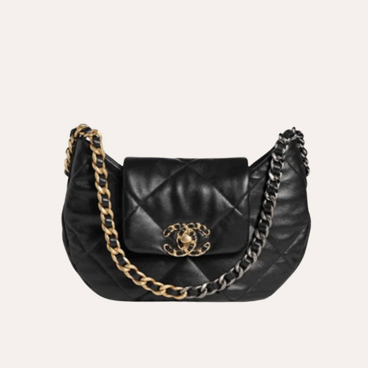 Chanel Vintage-Style Hobo Bag Black 11.4 Inches