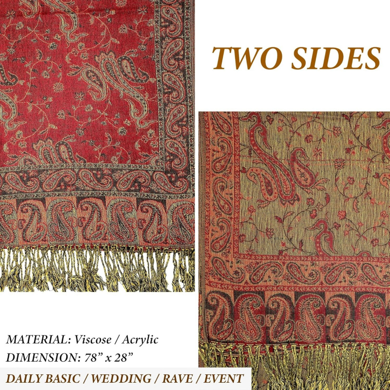 Reversible Paisley Pashmina Rave Scarf