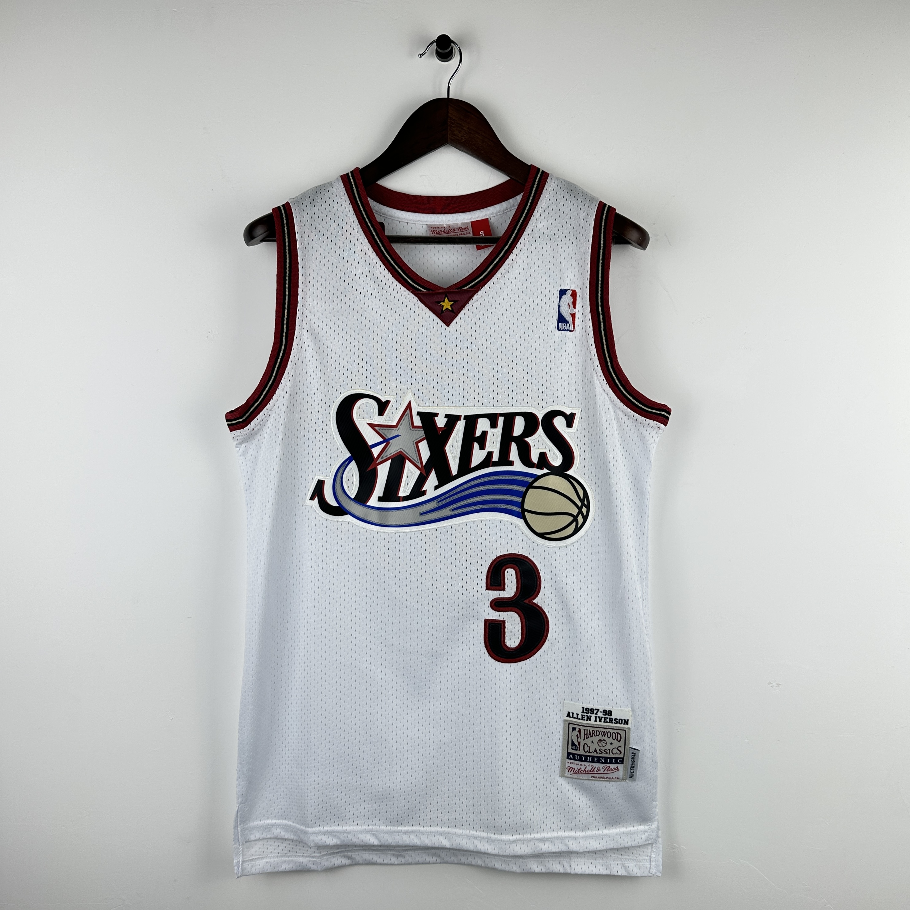 Embroidered MN Retro Jersey 76ers 97/98 Season Big Star White No. 3 Iverson
