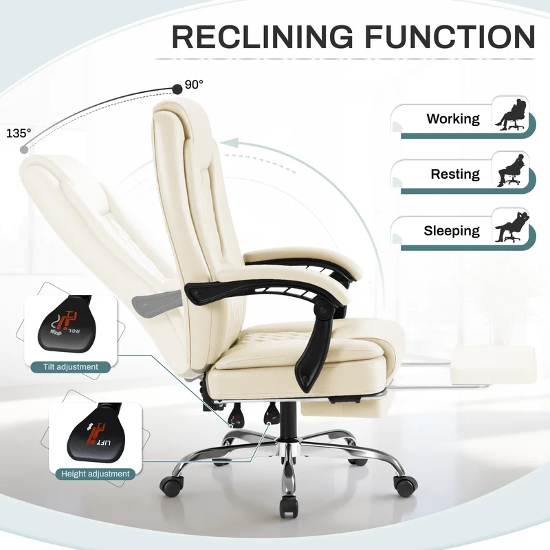 Homall Home Office Chair Adjustable Executive Leather Chair With Arms Ergonomic High Back Cushion Lumbar Back Support Computer Desk Chair,Black