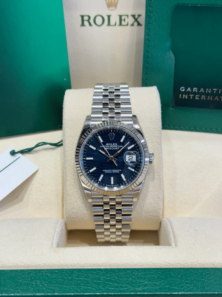 【Super Clone】RLX  Datejust 36mm 126234 Blue Fluted Motif Dial Jubilee Bracelet