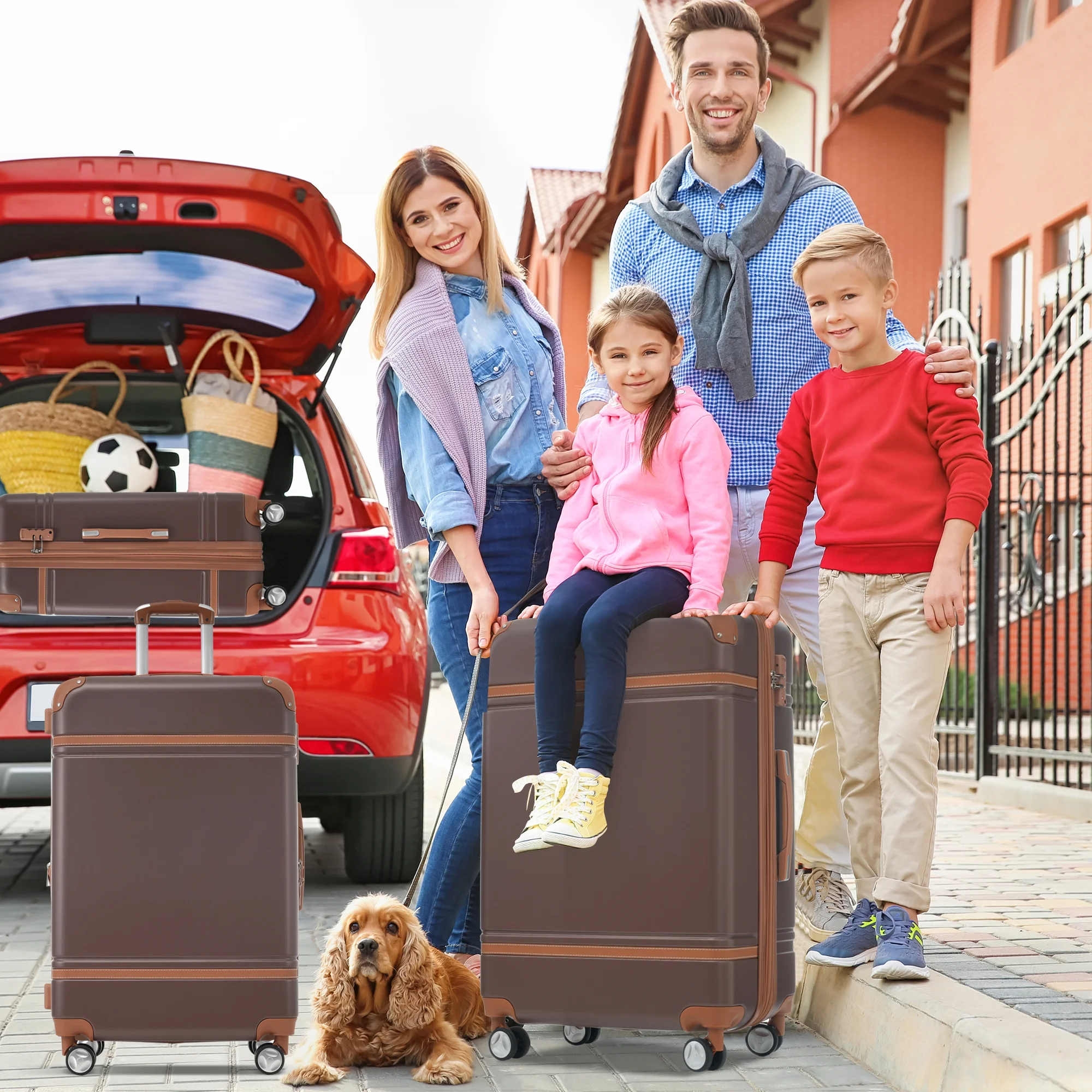 EUROCO 4-Piece Luggage Sets,Hardside Expandable Carry On Suitcase with TSA Lock,Cosmetic Case and Double Spinner Wheels,Lightweight Travel Luggage(20
