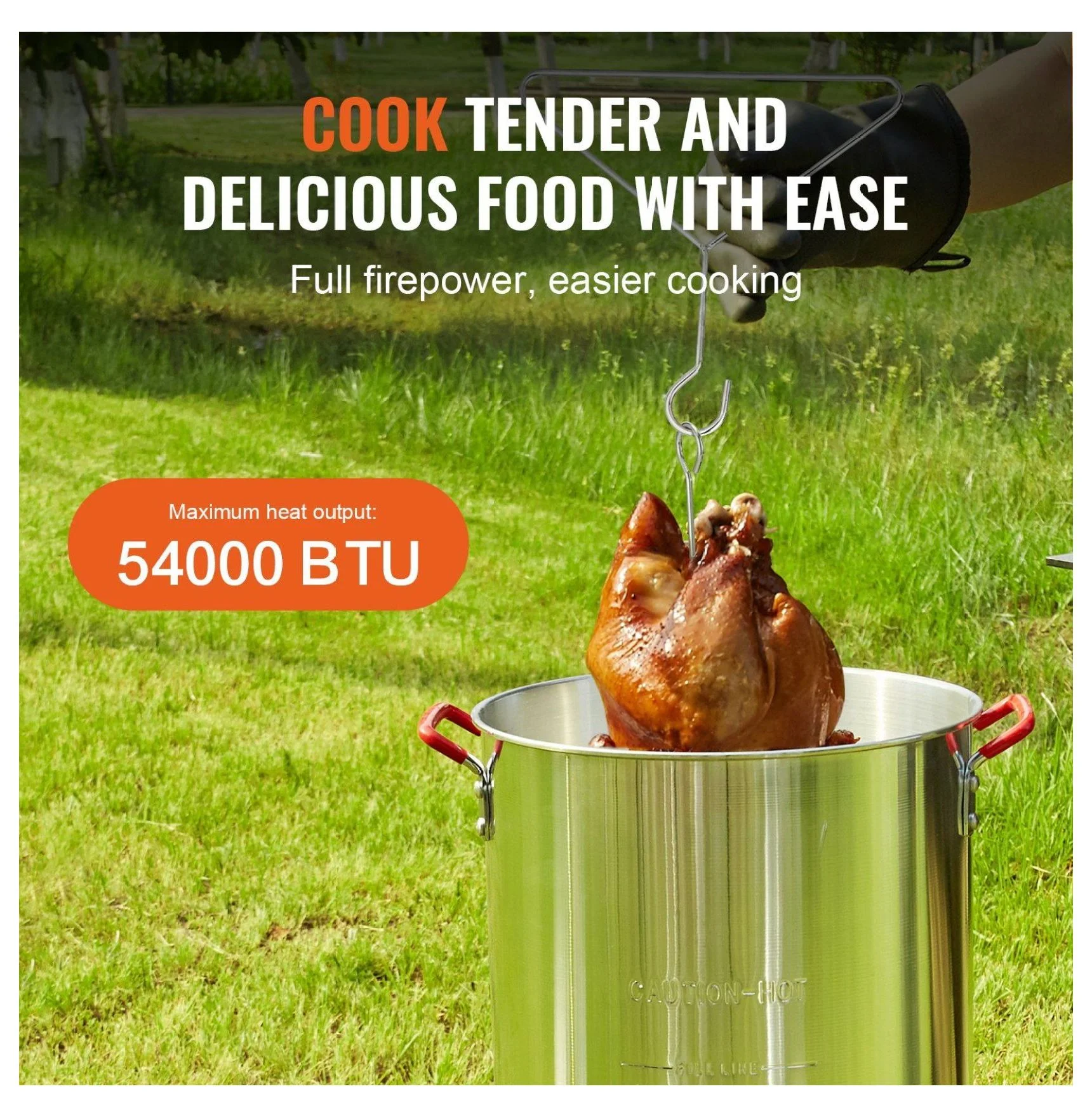 Turkey Deep Fryer, 30-qt Turkey & 10-qt Fish Steamer Cooker Set, Outdoor Aluminum Seafood Frying Pot, 54,000 BTU Burner Propane Gas Boiler, Includes Baskets, Perforated Poultry Rack, Temperature Gauge 10 Qt