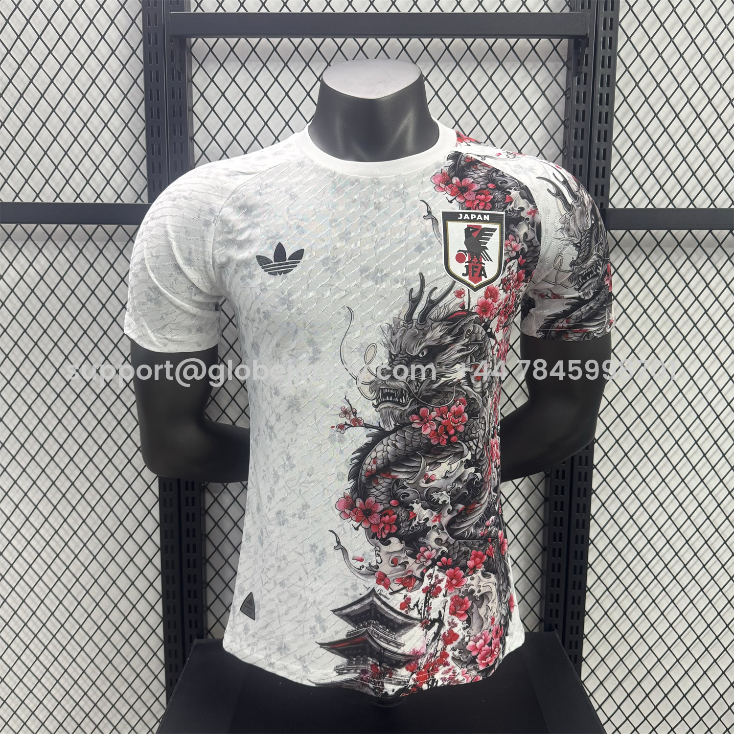 Japan 25-26 Black Dragon And Flowers White Special Jersey - Player Version