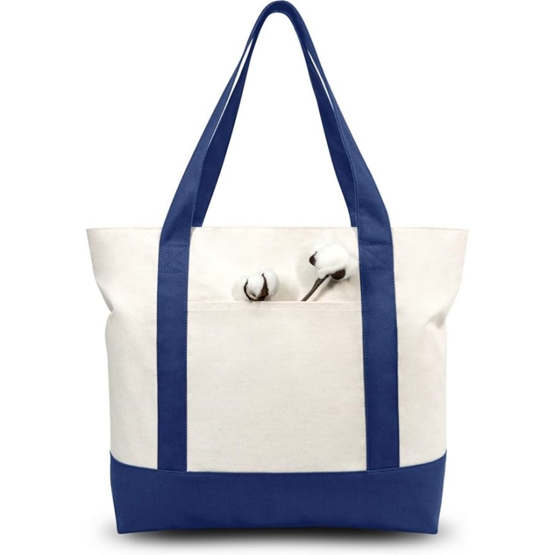 CANVORY 1-Pack Canvas Tote Bag with an External Pocket