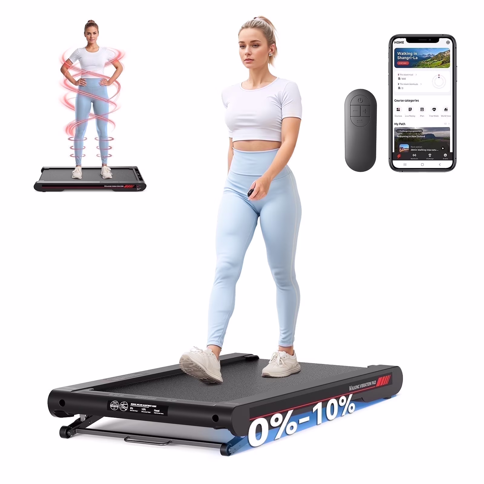 Sperax Walking Pad Treadmill with APP,3 in 1 Portable Under Desk Treadmill Fitness,Walking Vibration Workout Pad with Remote Control