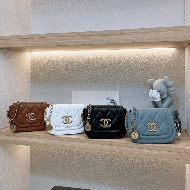 Chanel Coin Charm Flap Bag Black 7.9 Inches