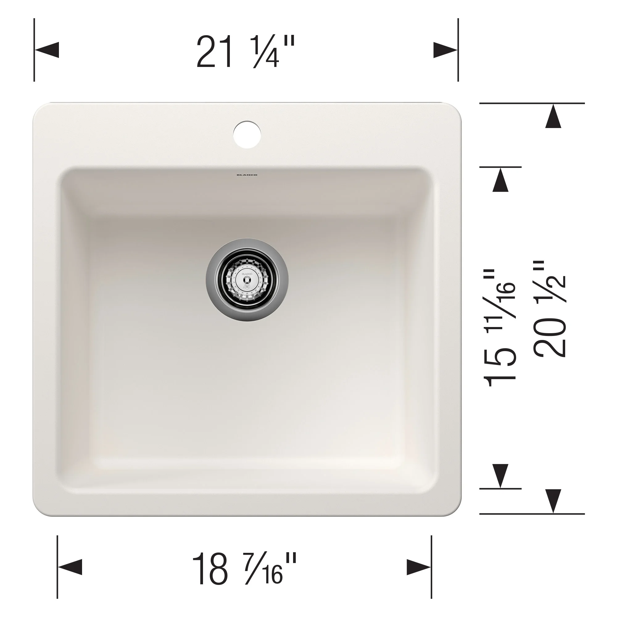 Blanco 443227 21 in. Liven Silgranti Single Bowl Dual Mount Kitchen Sink - Anthracite