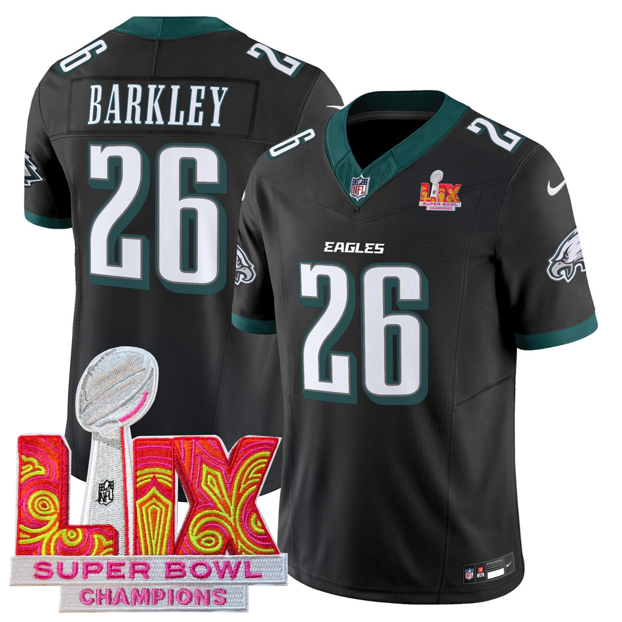 Men's Philadelphia Eagles Jersey - Super Bowl LIX Champions Patch