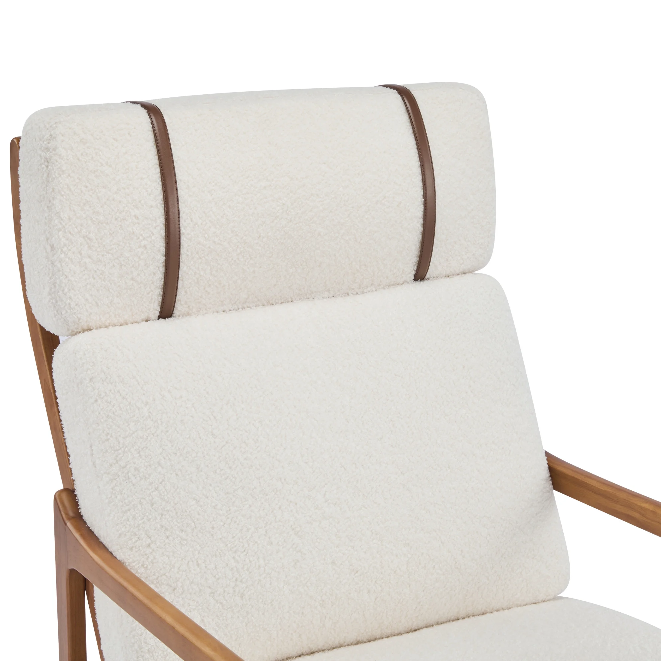 Christopher Knight Home Mid-Century Modern Accent Chair, Solid Wood Frame with High Back, Beige Cushions