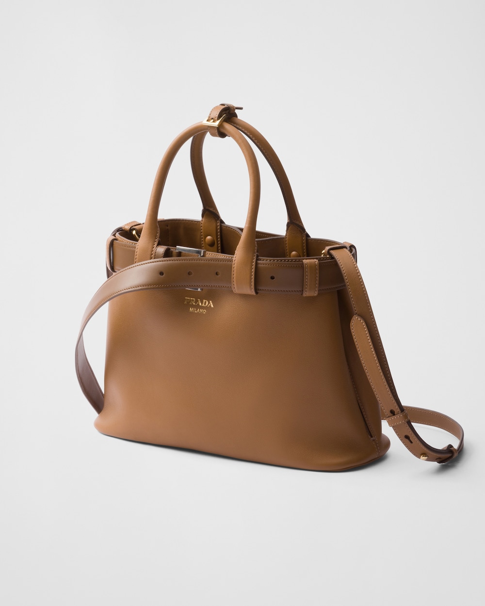 Buckle Small Leather Handbag With Belt
