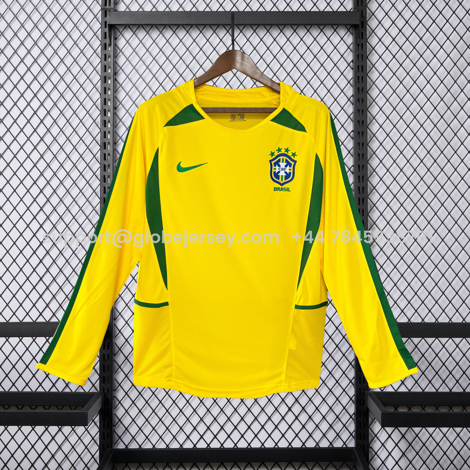 Retro Brazil 2002 Home Long Sleeves Jersey