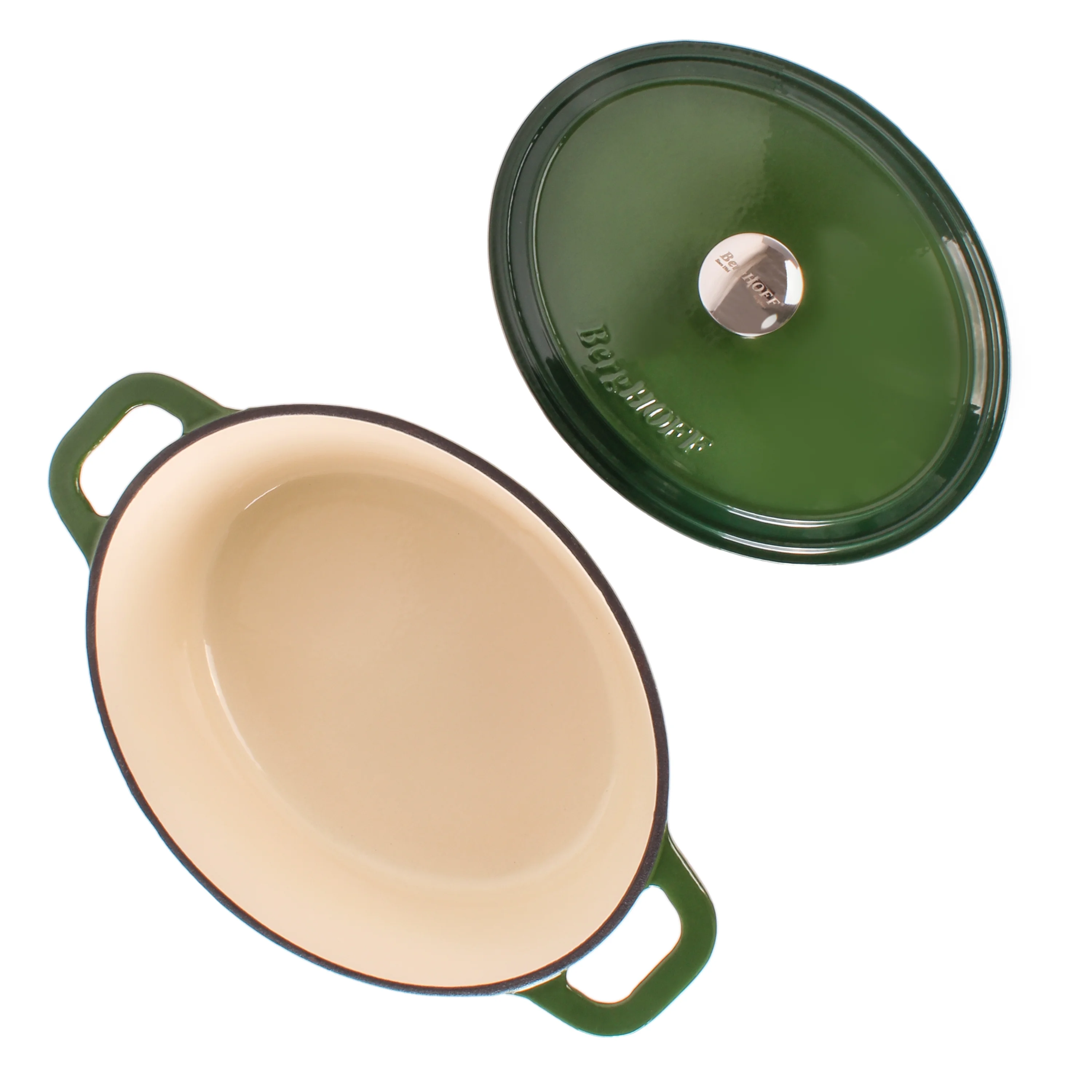 BergHOFF Neo 4Pc Cast Iron Set: 5qt. & 7qt. Covered Dutch Ovens, Green