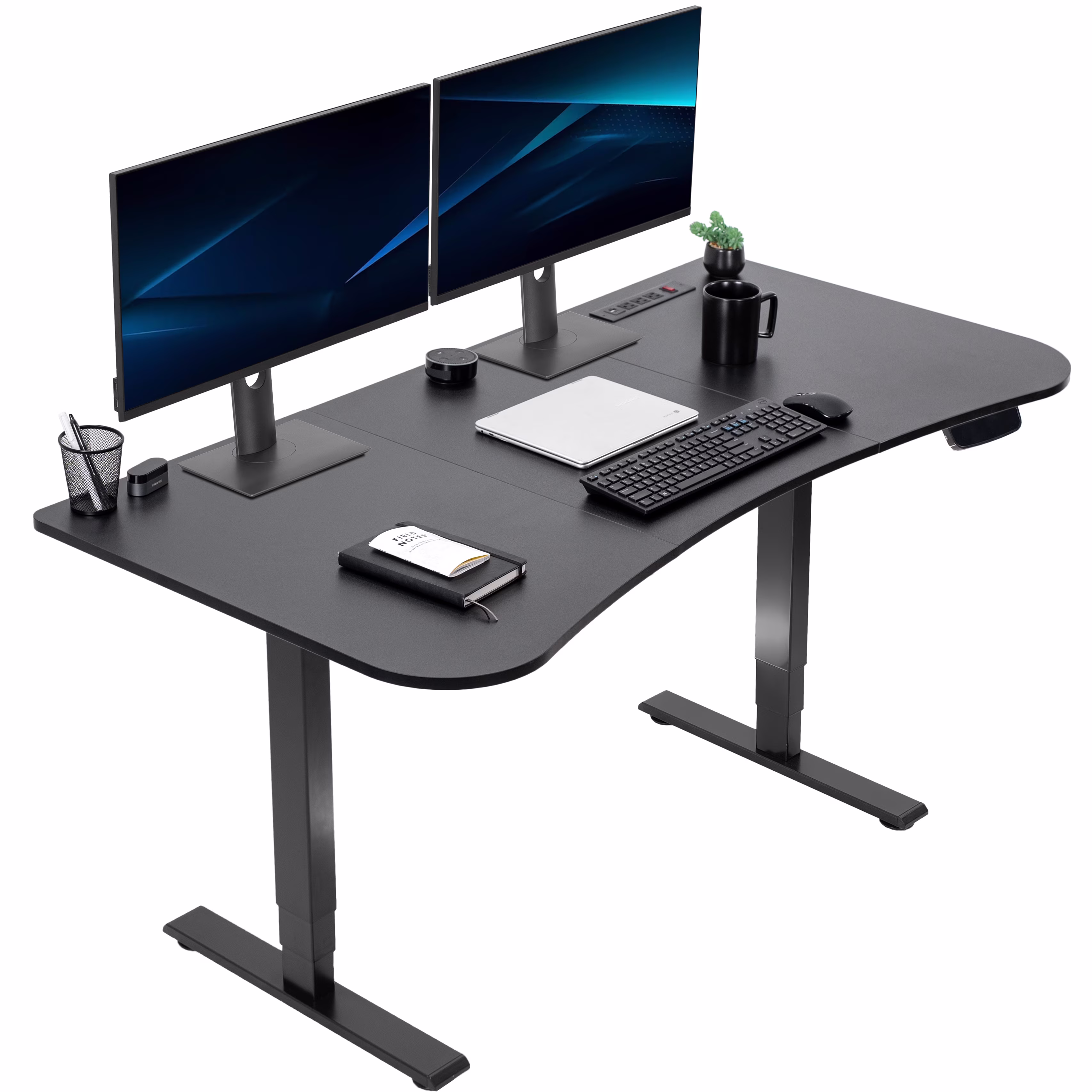 VIVO Reclaimed Wood / Black 63�?x 32�?Electric Height Adjustable Stand Up Desk