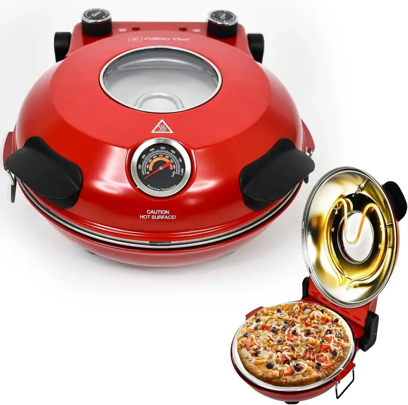 1200W Electric Pizza Oven – Ceramic Stone Baking. Viewing Window. Timer & Adjustable Temperature Control