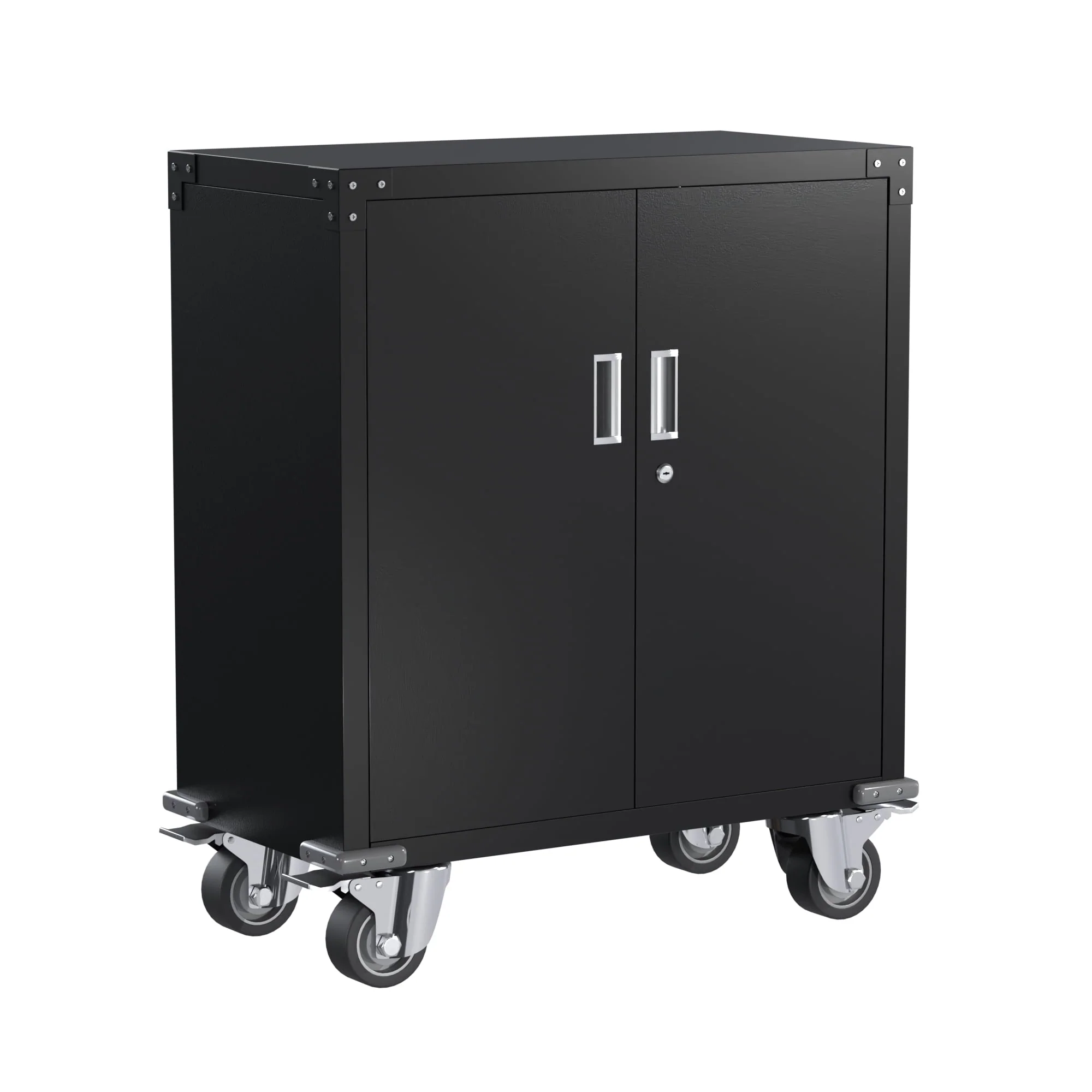 Aobabo Metal Storage Cabinet with Lock,Garage Storage Cabinet with Wheels,72In Steel Storage Cabinet for Garage Home Storage, Black Required-Assembly