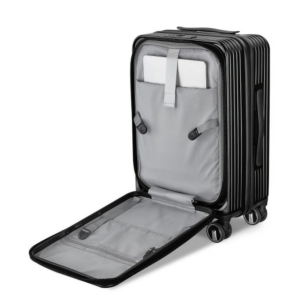Bailu Luggage Set 3-Piece (20/24/28), Expandable Carry-On Luggage with TSA Lock Airline Approval, 100% PC Hard Shell Lightweight Luggage with Front Pocket and Spinner Wheels (Black)