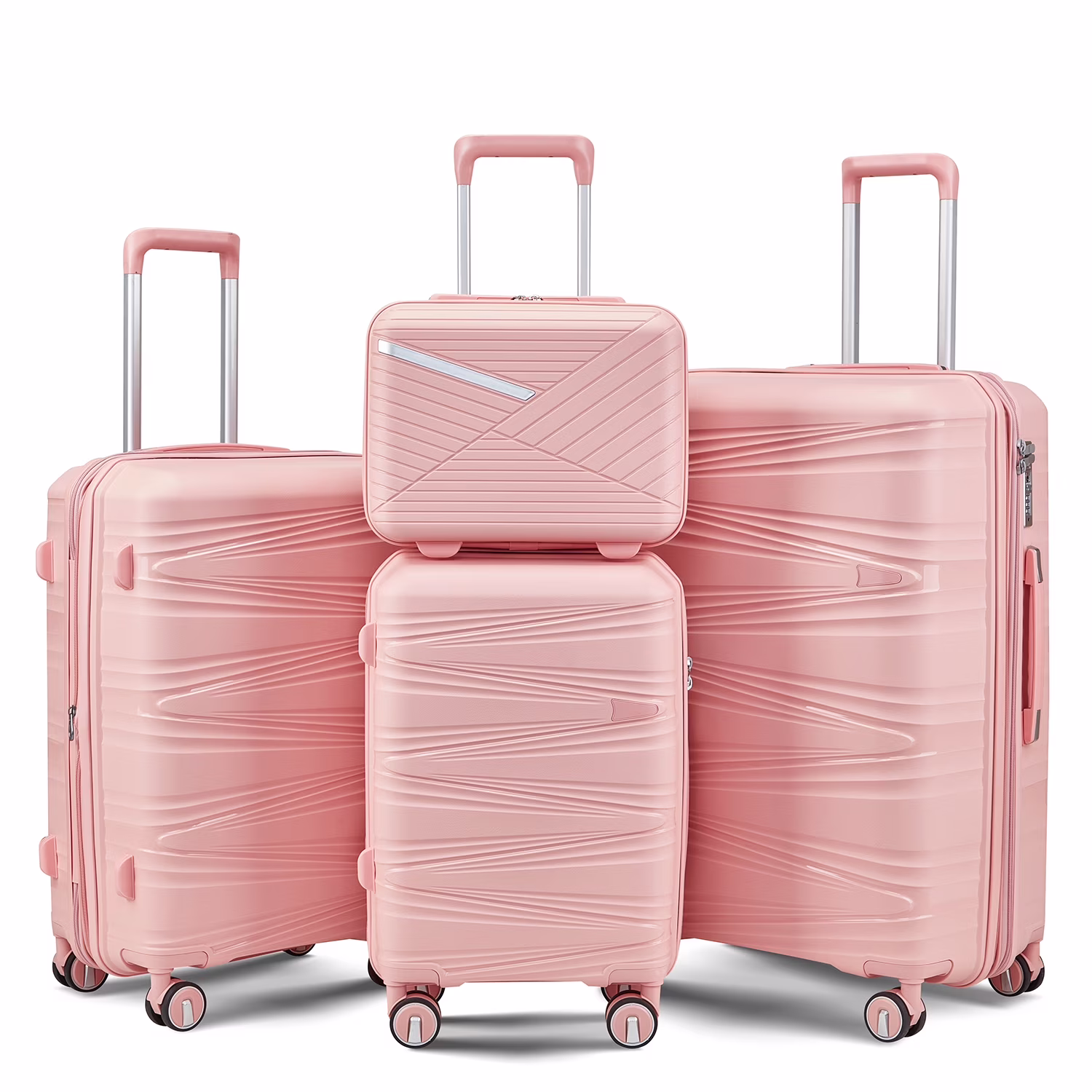 4 Piece Luggage Set Expandable Hardshell Travel Luggage Sets 8 Spinner Wheel Suitcase Wheels TSA Lock Suit Case, PP Lightweight & Durable wheels Upright Suitcase, 14/20/24/28 Inch