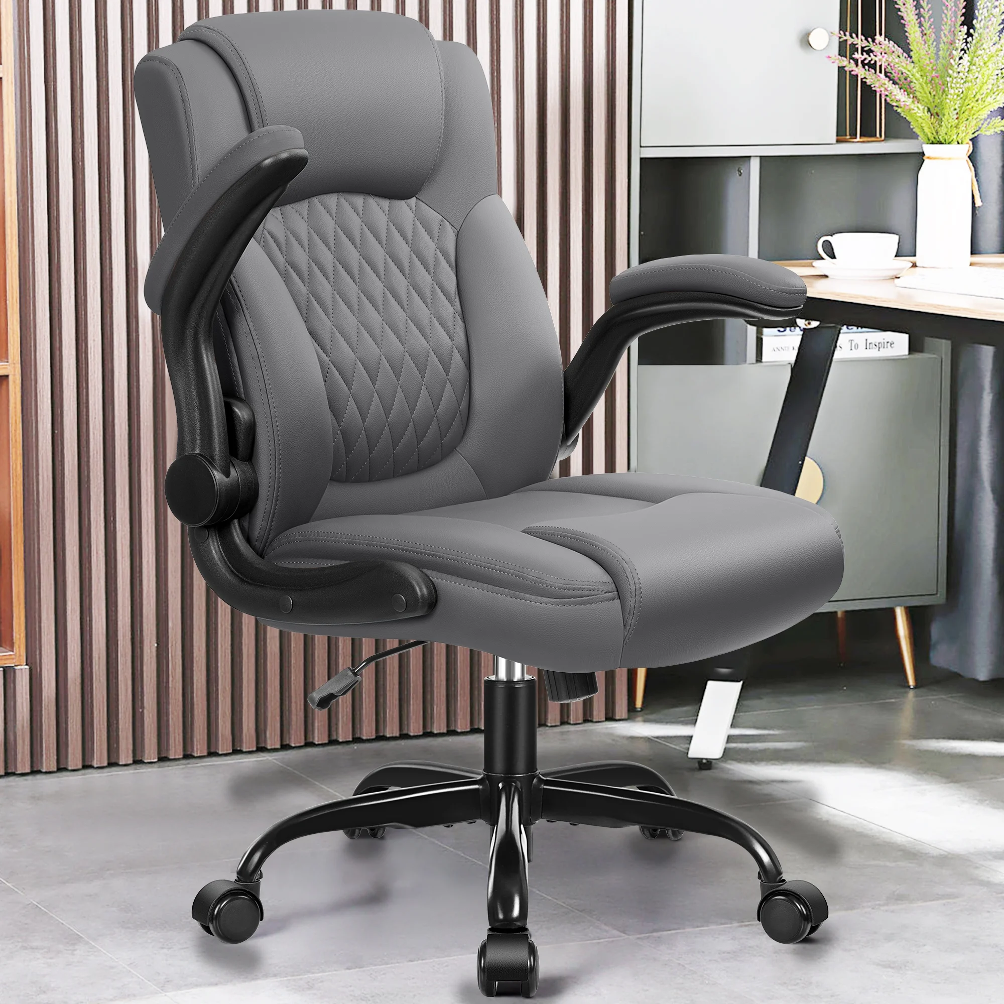 COOLHUT Leather Office Chair, Big and Tall Office Chair 400LBS Wide Seat Ergonomic Computer Desk Chair High Back Executive Leather Chair Adjustable Task Chair Lumbar Back with 8-Year Warranty, Black