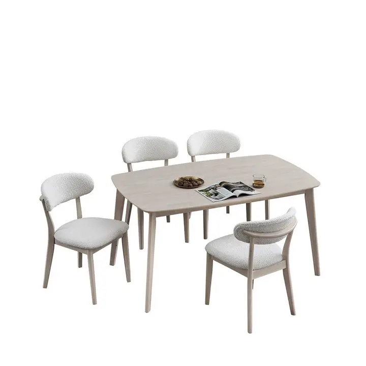 Actu Wooden Dining Table Set with Upholstered Chairs