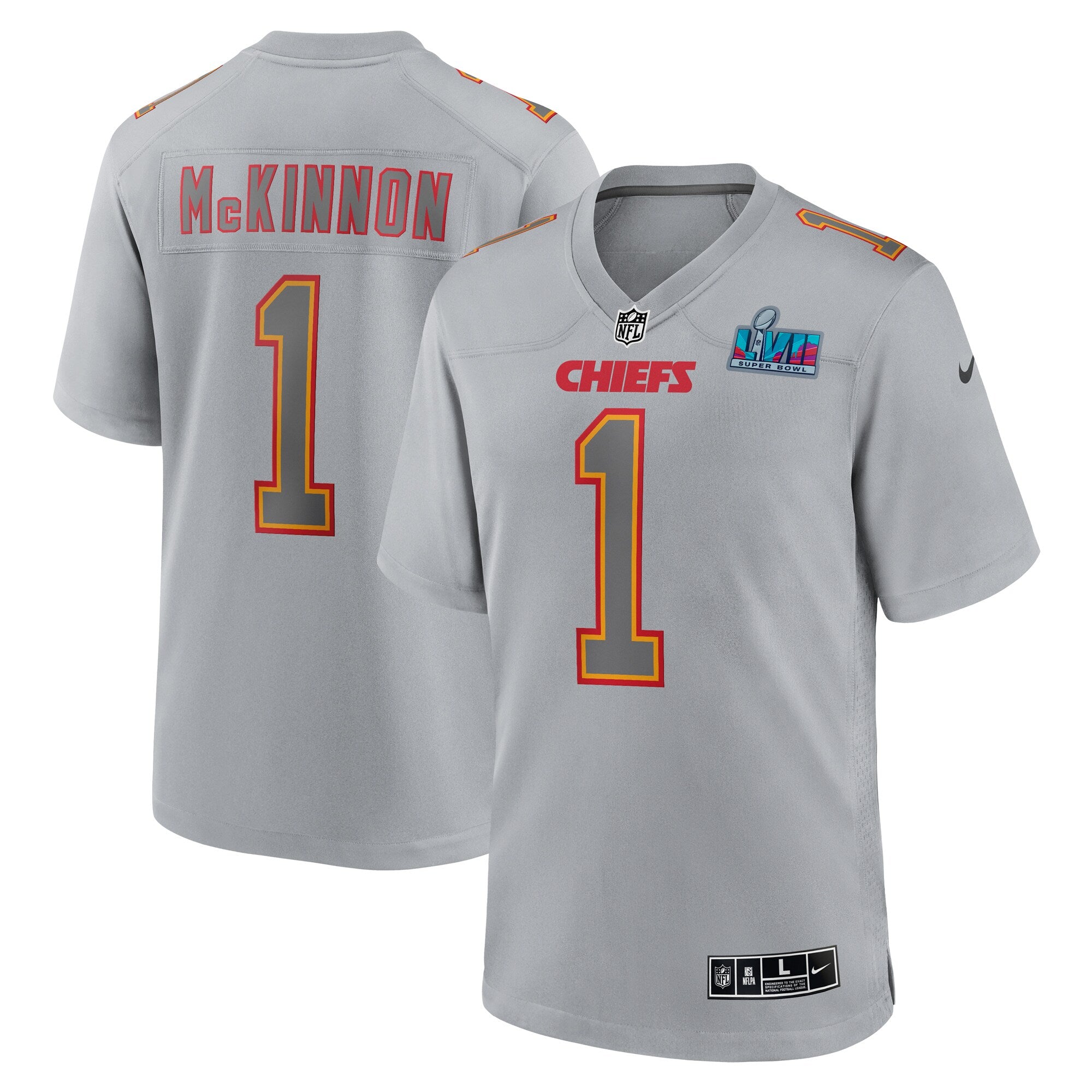 Jerick McKinnon Kansas City Chiefs Nike Super Bowl LVII Patch Atmosphere Fashion Game Jersey - Gray