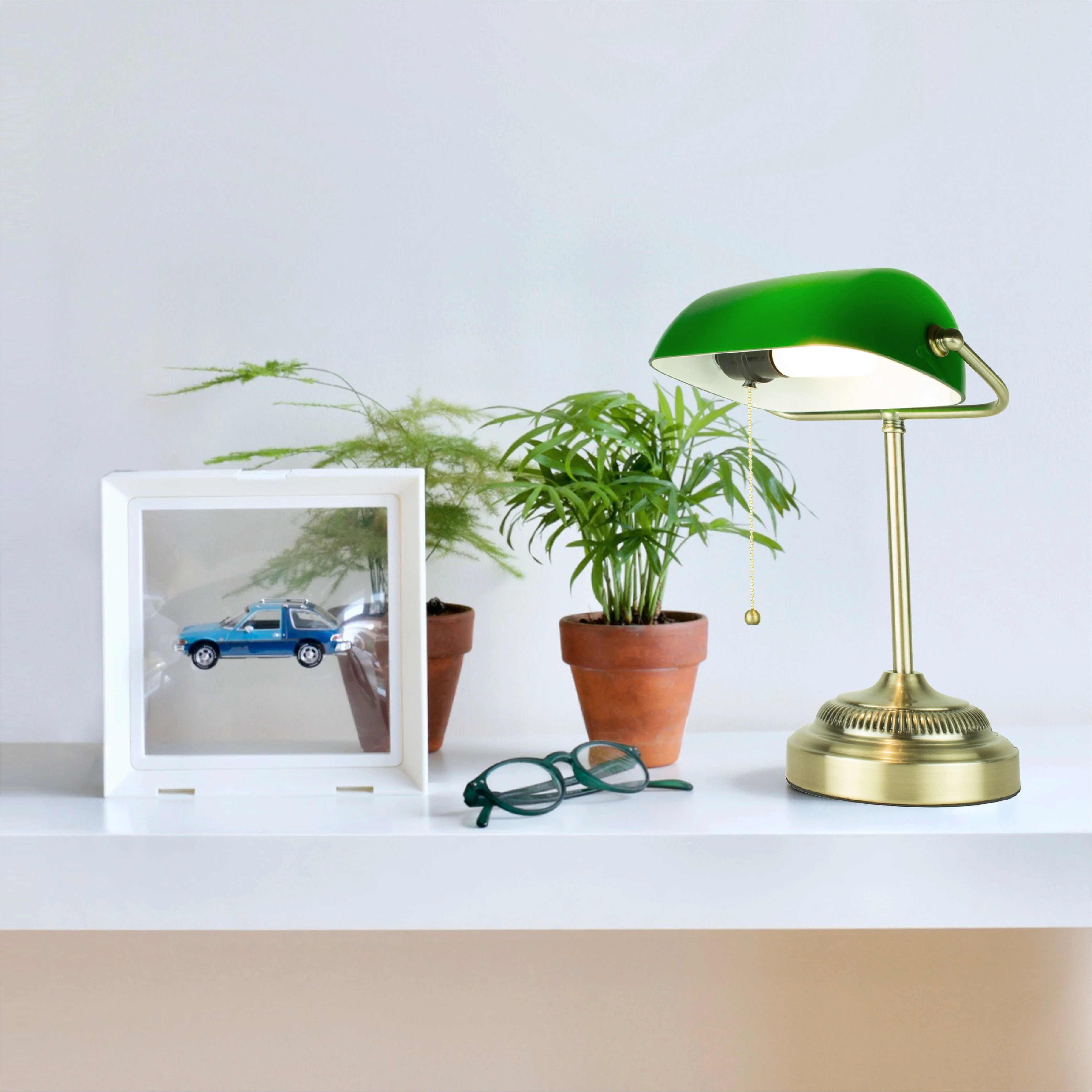 Newhouse Lighting Morgan Antique Green Adjustable Energy-Efficient LED Bankers Desk Lamp