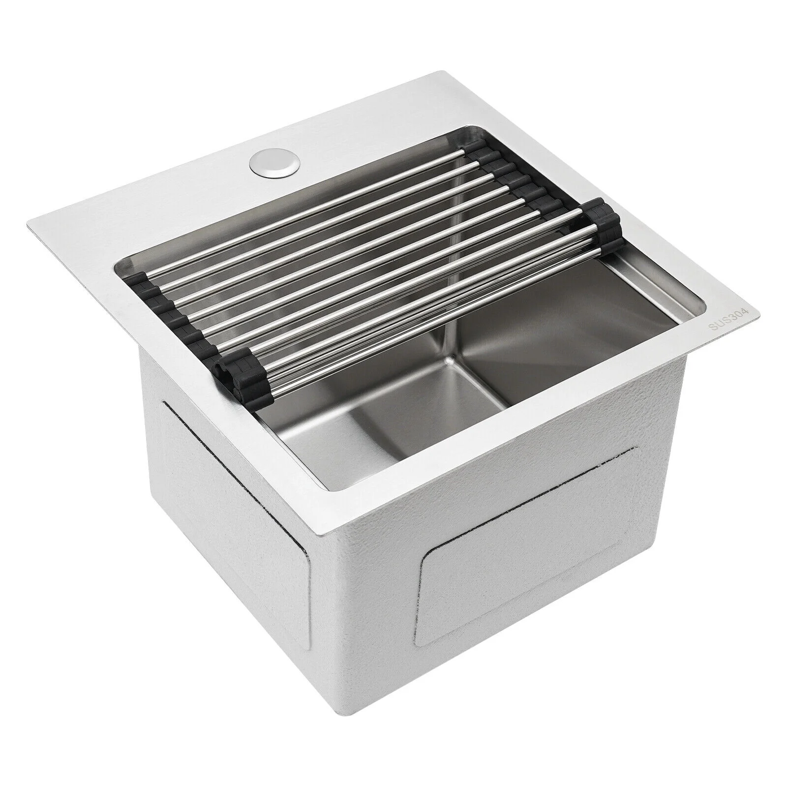 15 x 15 inch Stainless Steel Drop-in Bar Sink Topmount Kitchen Sink Single Bowl