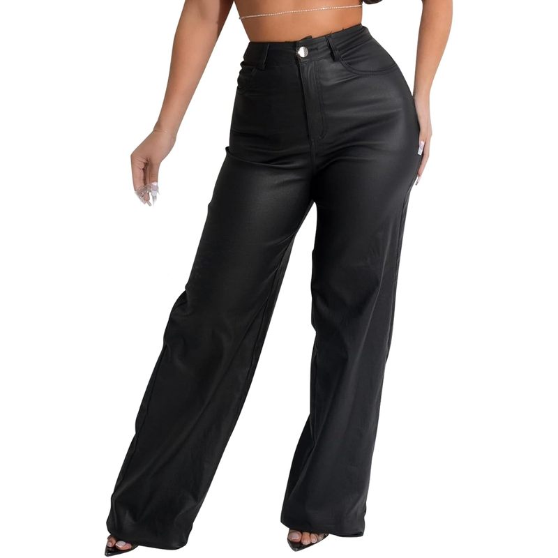 Women's High Waist Faux Leather