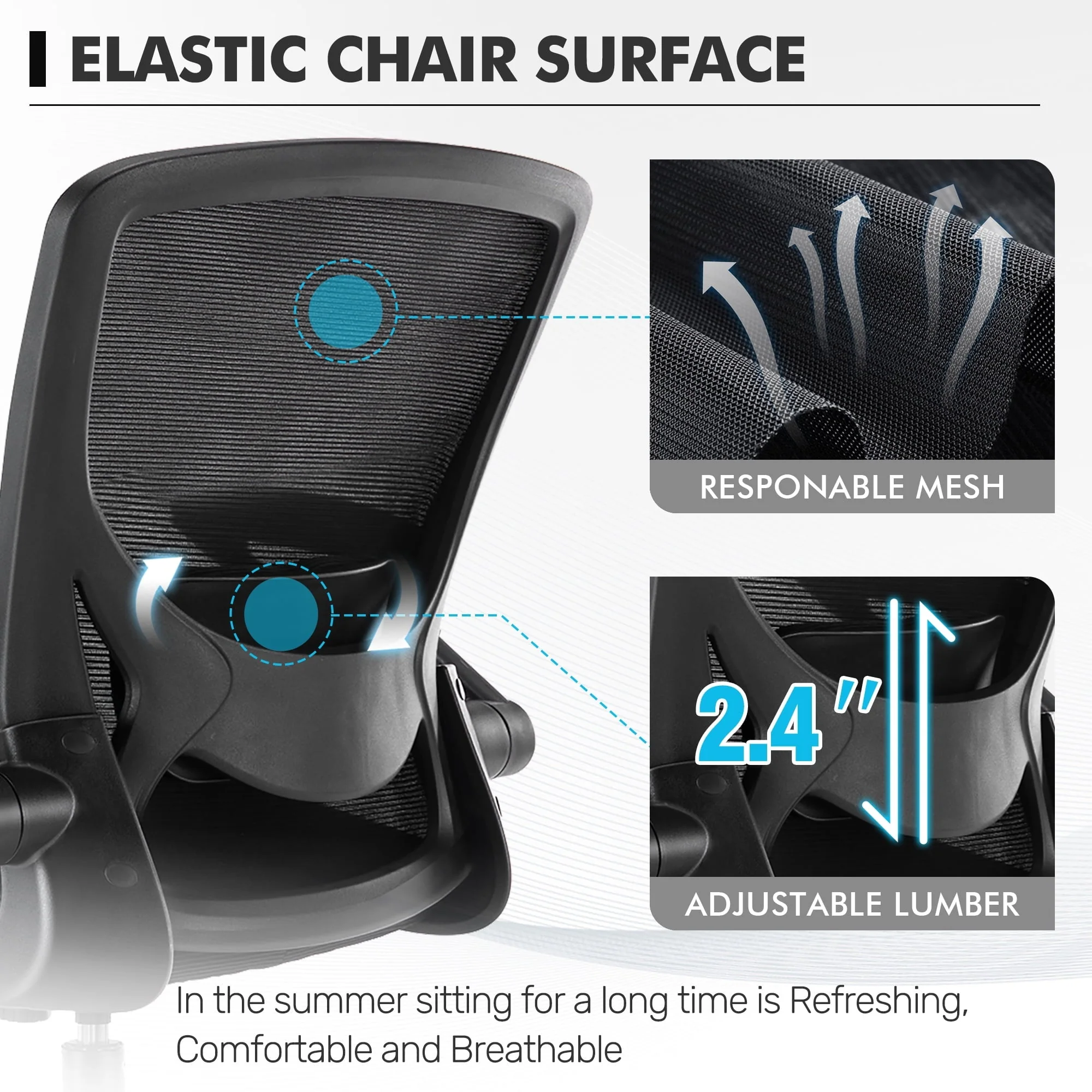Coolhut Ergonomic Office Chair, Lumbar Support Ergonomic Mesh Desk Chair with Flip-up Arms (Black)