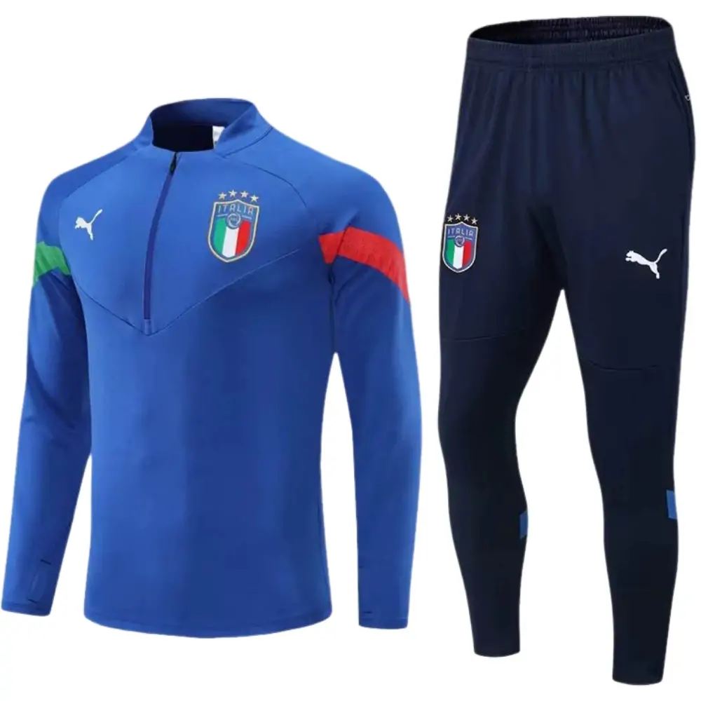 2022/2023 Italy Half-Pull Training Suit Blue Soccer Shirt Set