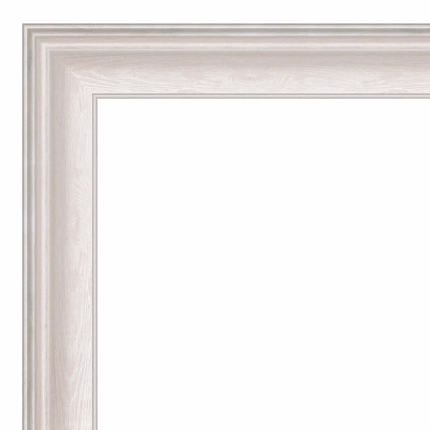 Amanti Art Wall Mounted Framed Vanity Mirror, Glass Size 40x30, Trio White Wash Silver