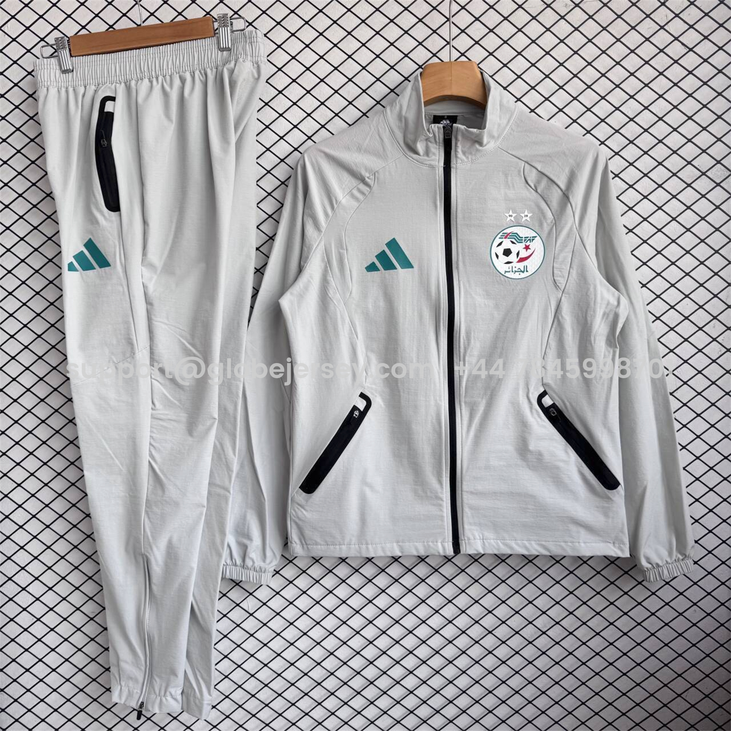 Algeria 25-26 Windbreaker Training Set - Light Grey Top and Pants